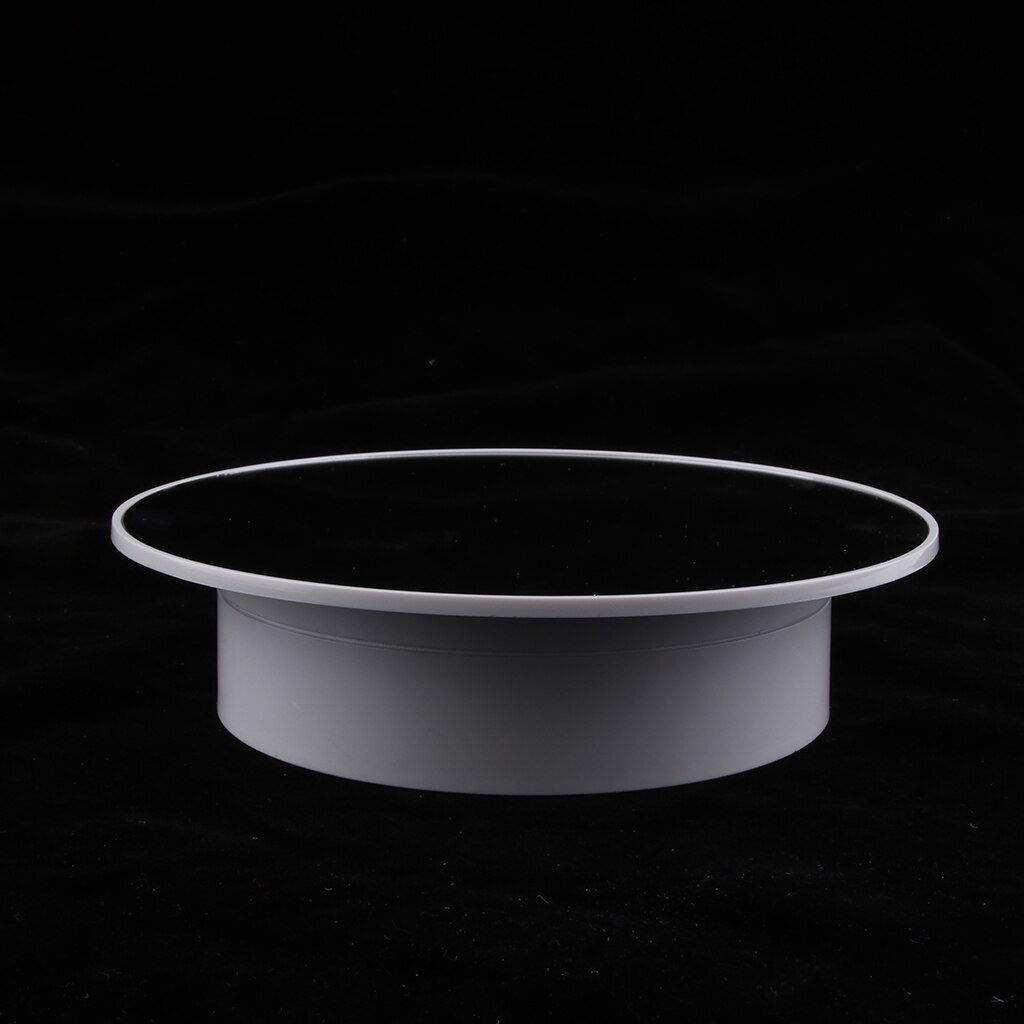 USB/Batterij 360 Roterende Sieraden Display Turntable Stand Fluwelen/Spiegel Top: White Base  Mirror