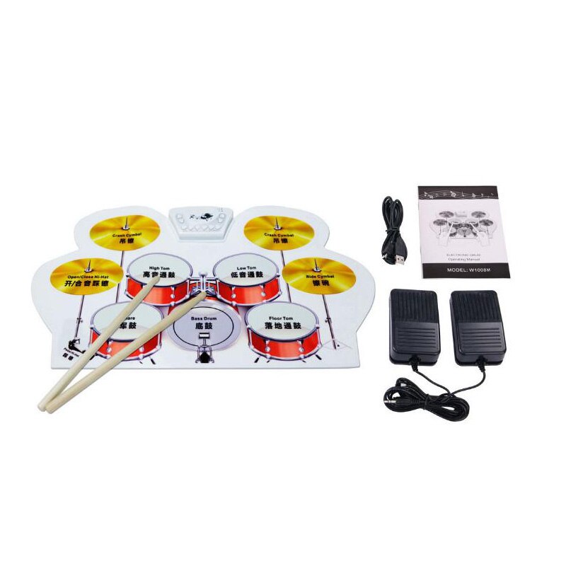 Draagbare elektronische oprolbare drumpadset siliconen usb siliconen elektronische drums, elektronische drums, analoge drums opvouwbaar
