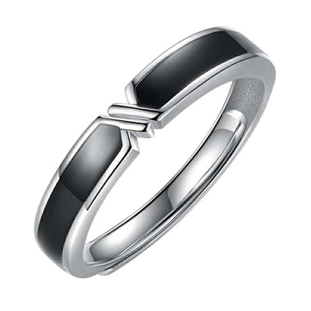 Mobius-anillos de boda ajustables para pareja, banda roja Simple y creativa, anillos para amante, niña, niño, amigo, de San Valentín: black men