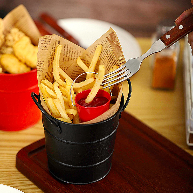 600ml Bar Ice Bucket Seafood Bucket Coffee Shop Mini Fries Binaural Snack Ice Bucket Fried Chicken Bucket Multi-function