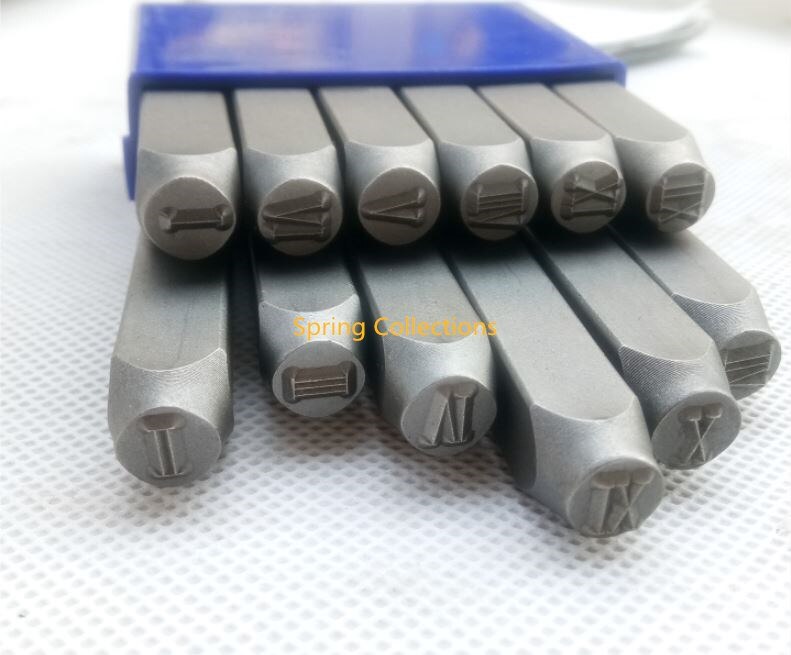 4/5/6/8Mm Romeinse Letters I-XII Set Kit Tool Sterven Punch Stempel Stempelen Case Lederen craft 12 Stks/partij Handgereedschap