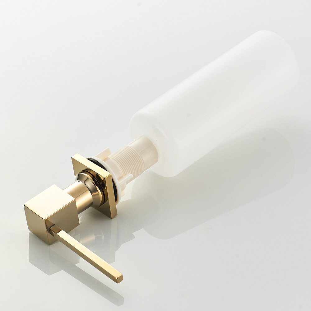 Guld mässing flytande tvål dispenser 350ml diskbänk med diskmedel flaska pressning kökstvättställ tillbehör schampo dispenser set