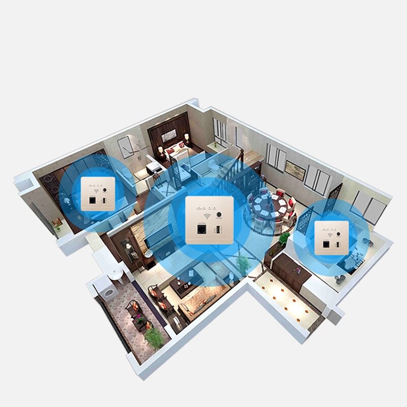 86mm 300Mbps Wall Router with USB Socket Smart Wifi Repeater Extender Wall Embedded 2.4Ghz Router Panel