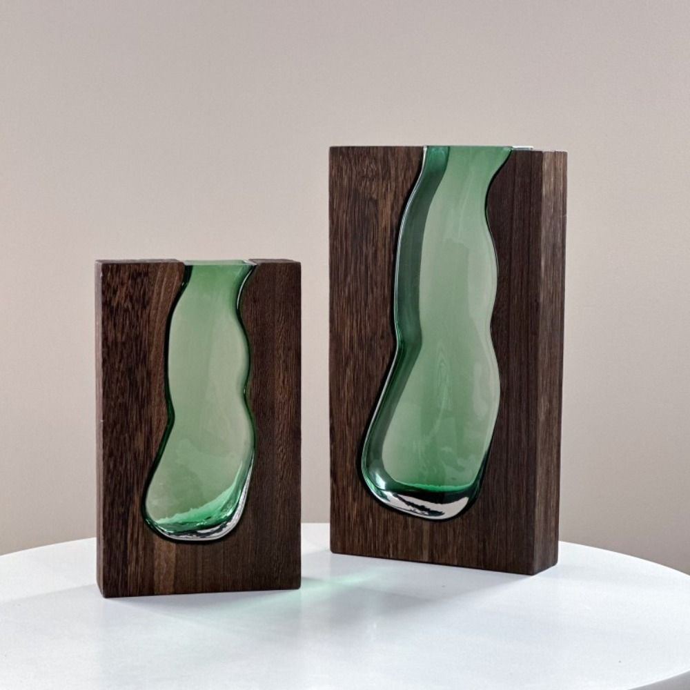 Plant Container Wooden Glass Vase Modern Hydroponic Flower Holder Exquisite Removable Flower Pot Bedhead