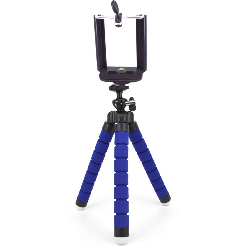 Mini Flexibele Spons Octopus Statief 360 ° Verstelbare Reizen Draagbare Camera Stand-Compatibel Met Mobiele Telefoons, Sport Camera: Blue-phone clip