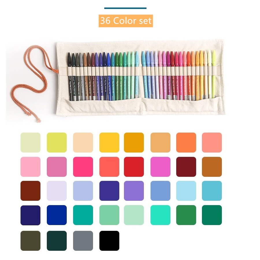 Monami gel pen sæt 12 24 36 vandfarve mikron fiber penne skrivning tegning skitsepapir kontor skole skoleartikler  a6261: 36 farver i taske