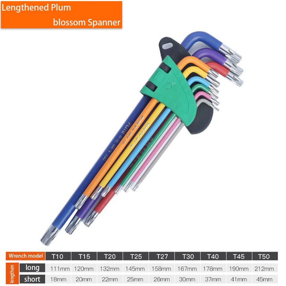 Sammenleggbar unbrakonøkkel metall metrisk unbrakonøkkelsett sekskantet skrutrekker unbrakonøkkel unbrakonøkkel håndverktøy bærbart sett med: Lang sekskantet ende