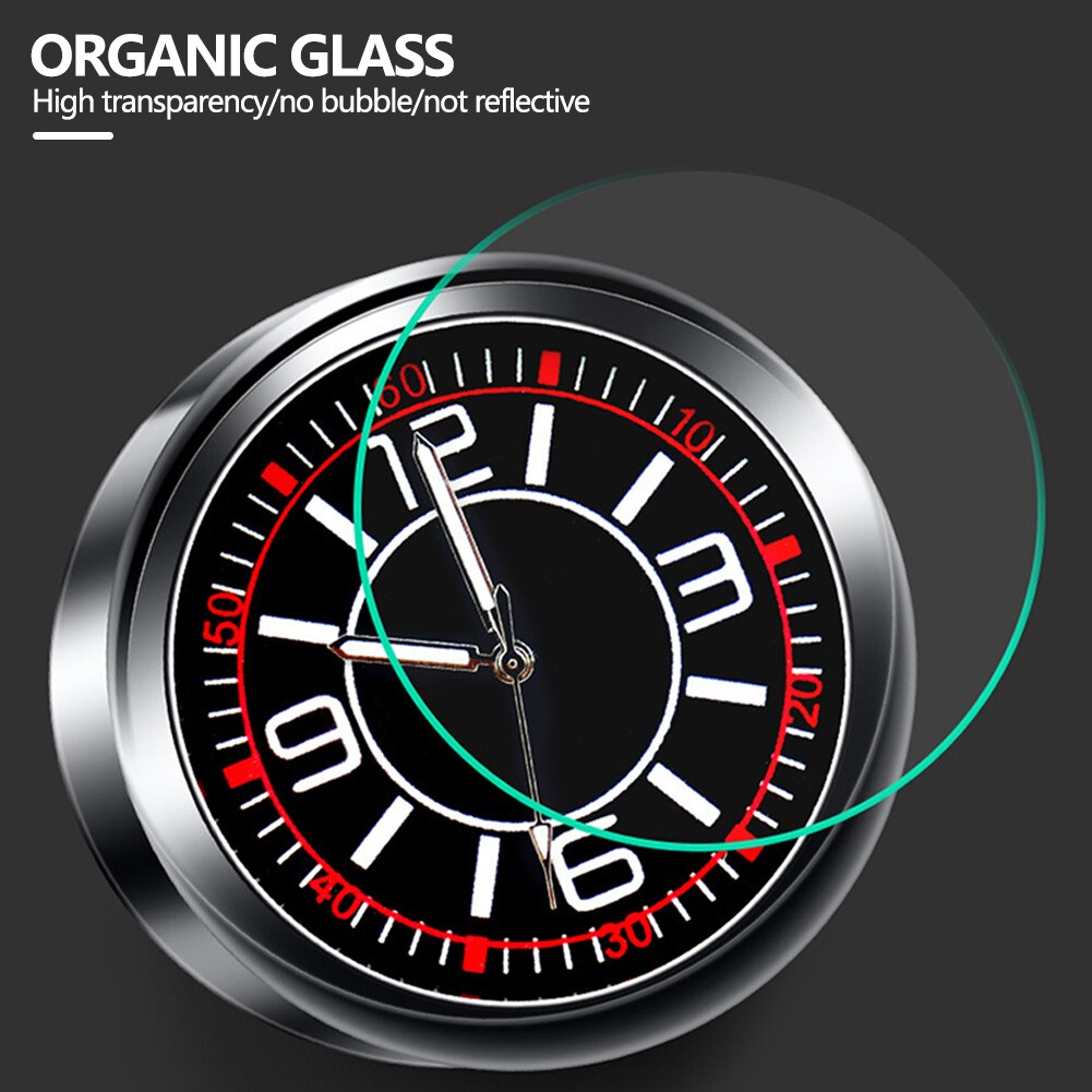 Universal Car Dashboard Clock Quartz Luminous Clock Glass Mirror Car Stick-on Clock Watch Automotive Accessories Watch