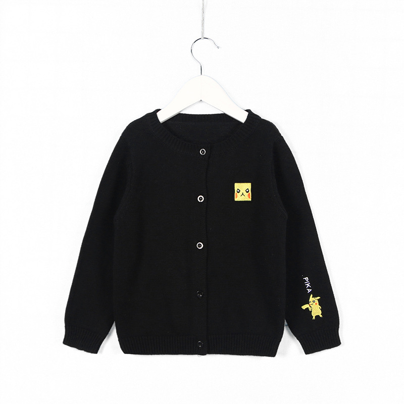 hombre y mujer camisa de bebé para niños otoño cárdigan lindo bordado de dibujos animados de color sólido suéter de punto grueso