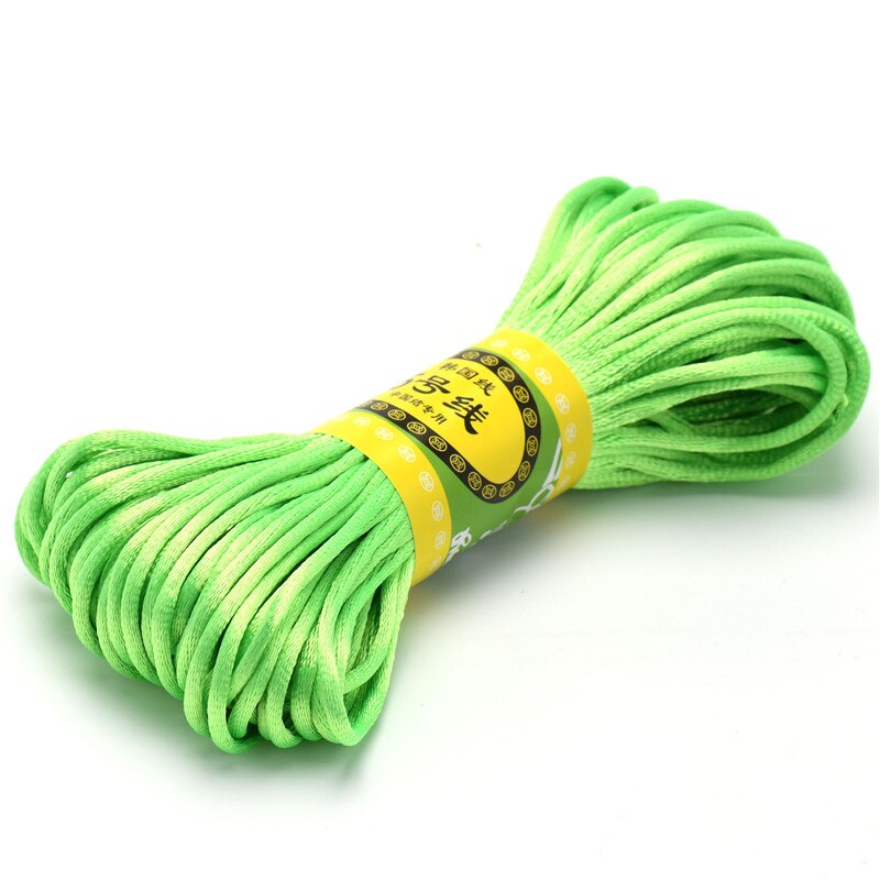Cordon tressé en Satin de soie pour macramé, 20m, 2.5mm, pour fabrication de bijoux, Bracelet à perles, cordon chinois: Vert fluo