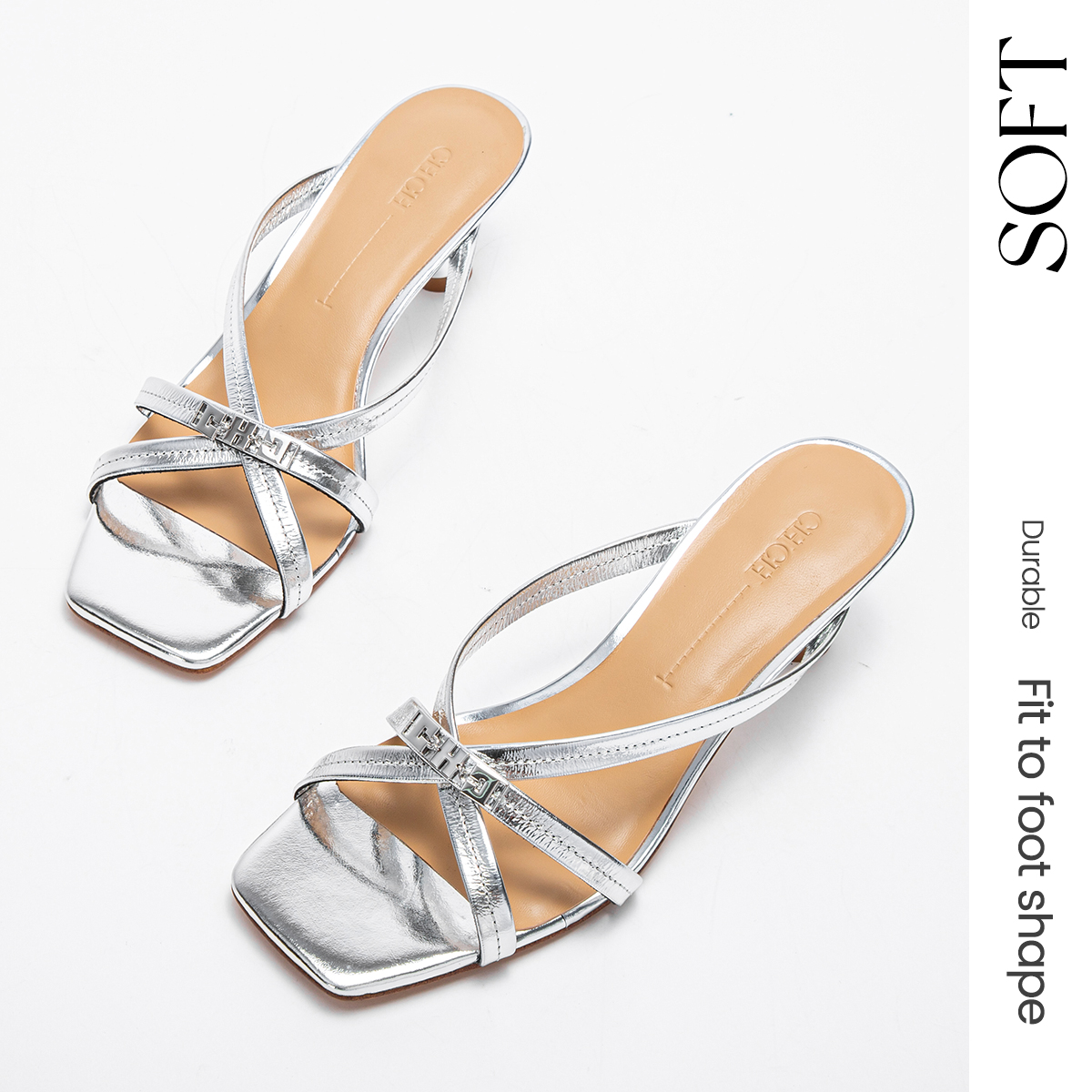 CH Women's Sandals Summer Cowhide Thin Belt Business Sandals Wedding and Dinner Shoes