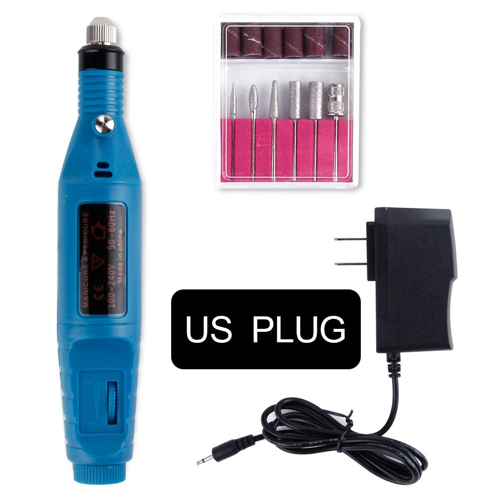 Taladro eléctrico para uñas, herramienta para manicura y pedicura, cuidado de los pies, 1 unidad: Blue US Plug