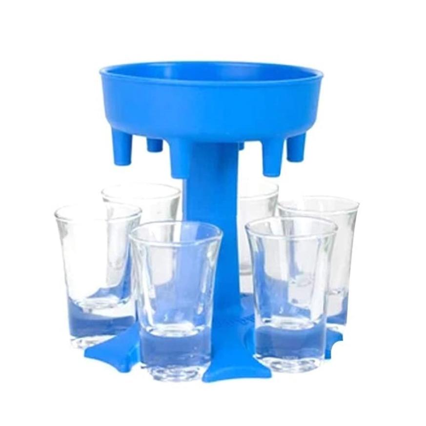 6 Glass Dispenser Caddy Alcohol Dispenser Portable Dispenser Party Bar Drinking Game Accessories Glass Dispenser: blue