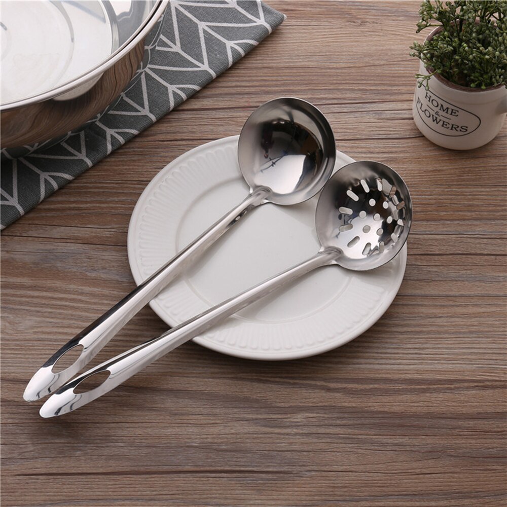 Cuillère en acier inoxydable, passoire pour Pot , cuillères à Long manche, couverts, outils pour soupe, boisson, Gadget de cuisine, 7cm, 2 pièces