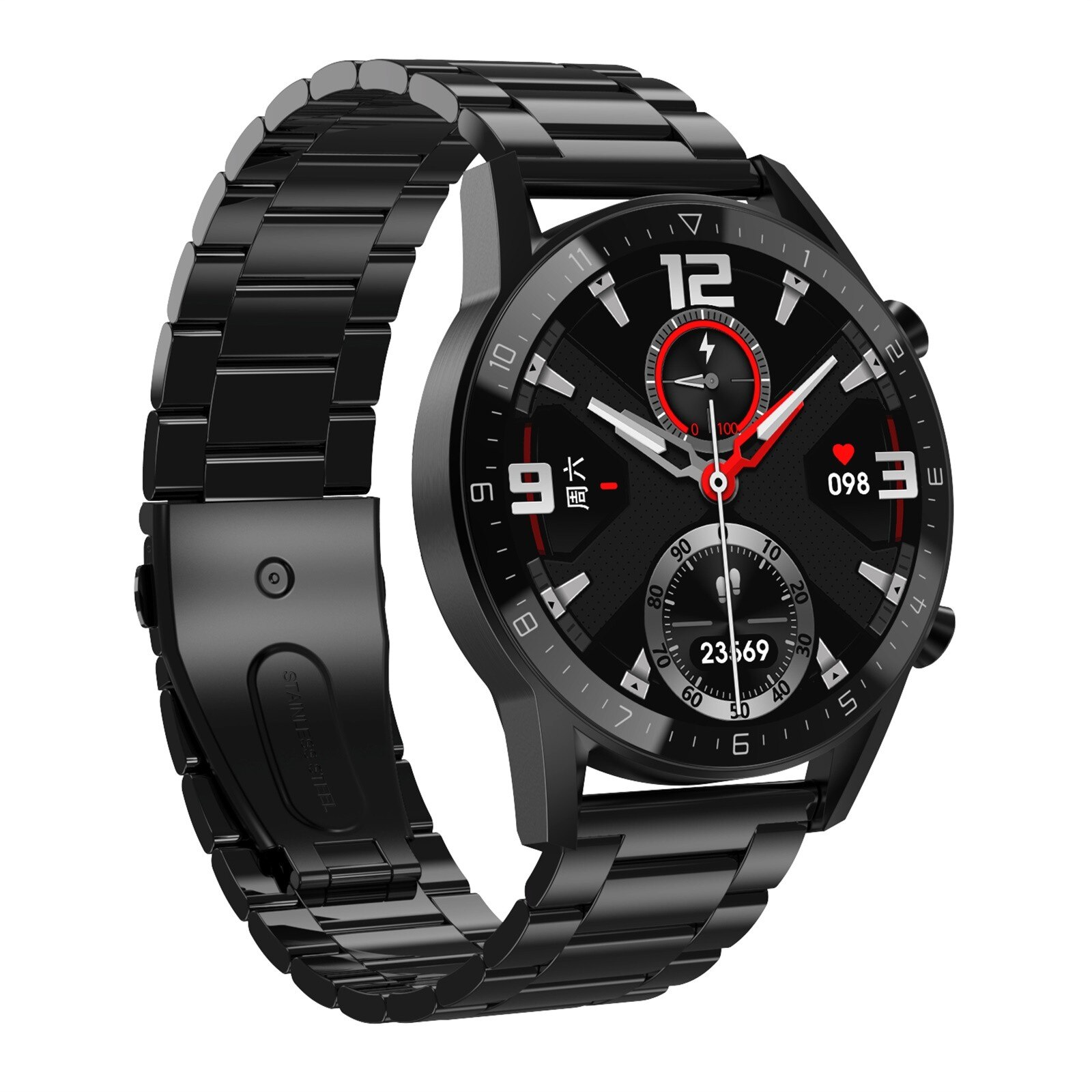 DT92 Bluetooth Oproep Smart Horloge Mannen Full Touch Screen IP68 Waterdichte Smartwatch Voor Android Ios Sport Fitness Horloges: black steel