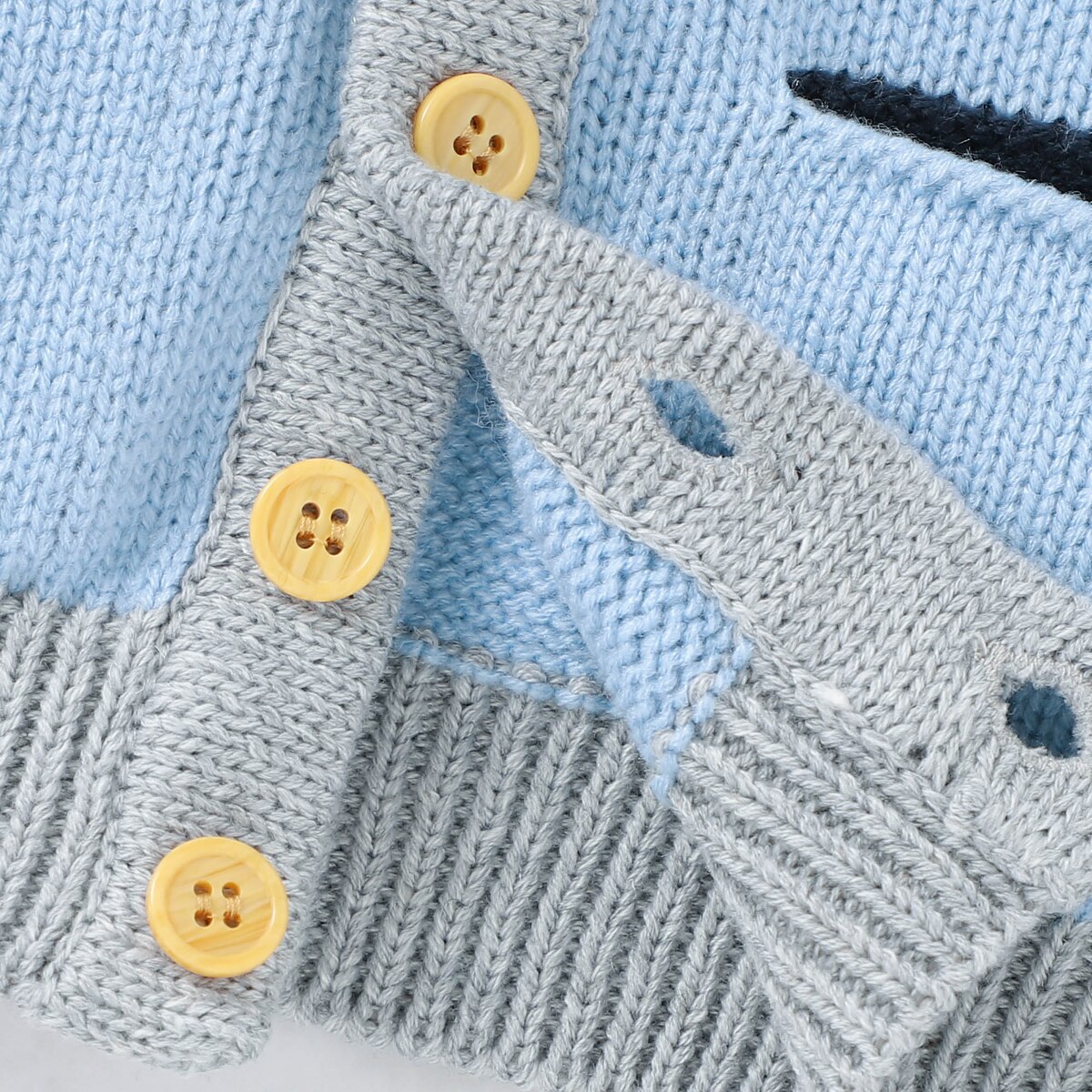 Boiiwant Fall Winter Baby Boys Girls Cardigan Coats Blue Patch Pockets Knitted Long Sleeve Top Sweater Infant Outwear 0-18M