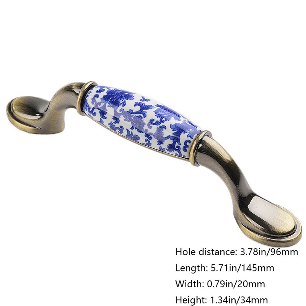 Porcelain Flowers Blue And White Furniture Antique Dresser Cabinet Handles Door Handle Pull Handles Drawer Knobs: Gold Brush