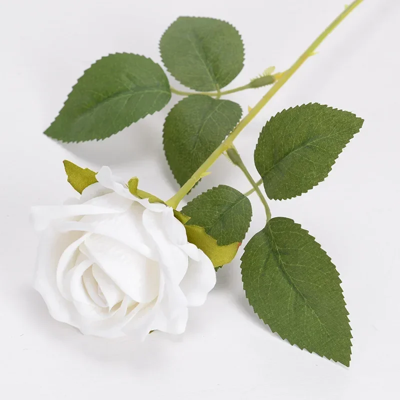 Ramo de flores artificiales, hojas de eucalipto de rosa blanca y roja, decoración de boda, flor falsa de peonía para , de decoración del hogar, 1 Uds.: Plata