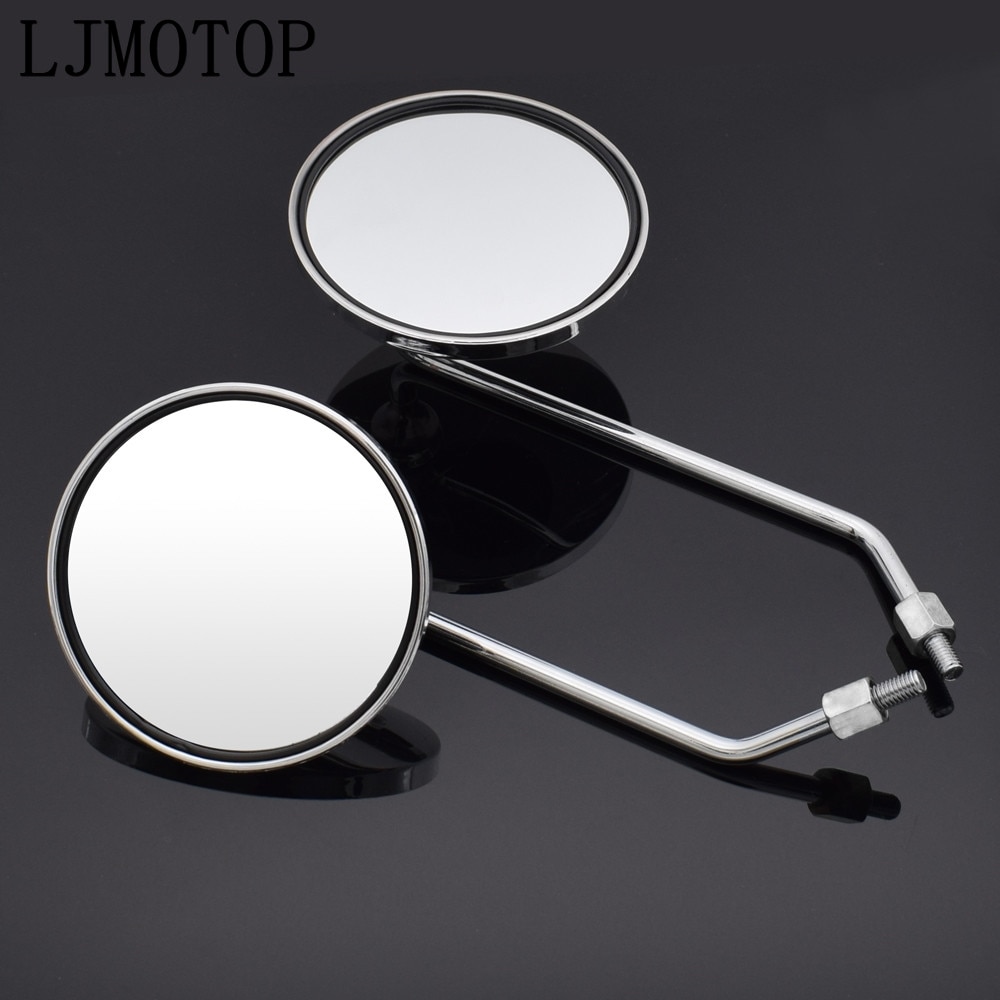Motorcycle Round Back View Mirror Moped Side Mirror 8mm 10mm For Yamaha TTR125 TTR250 TTR600 XT250 TRICKER DT230