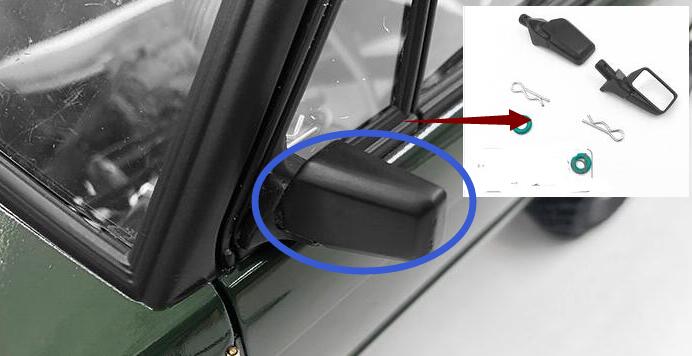 Wielen/grille/spiegel/bumper/voorbumper 1/10 schaal rc speelgoed vrachtwagen rover arrangement 4wd optionele onderdelen: Spiegel