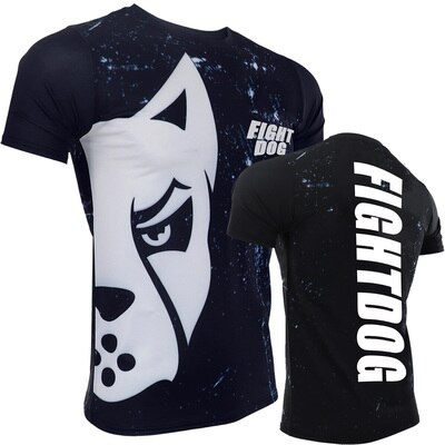 Camiseta deportiva de lucha MMA para hombre, pantalón corto de entrenamiento muscular, manga para correr, artes marciales mixtas, entrenamiento de boxeo tailandés, rebote: S / Blanco