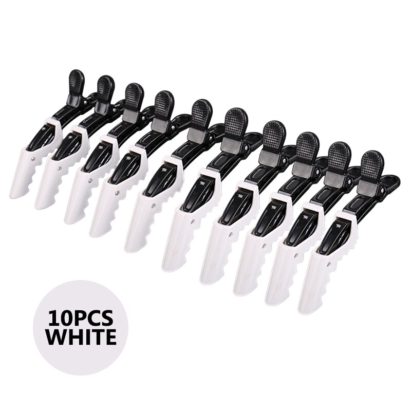 6/10Pcs/Set Hairstyling Clipper Tool Alligator Hair Clip Hairdressing Hairpin Ladies Plastic: 10Pcs White
