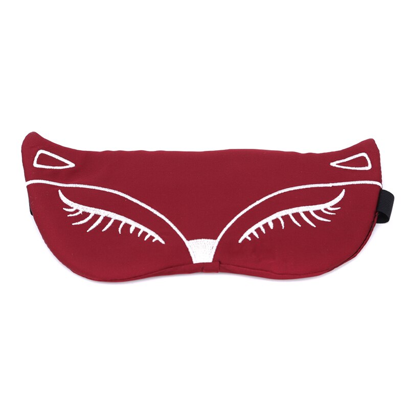 Naturligt siden sömn andningsbar ögonmask räv ögonskugga sömn flerfärgad mask bandage ögon sovmask ögonlapp: Röd