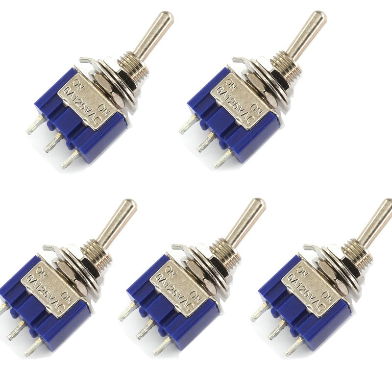 5Pcs AC ON-ON SPDT 2 Position Latching Toggle Switch 6A 125V