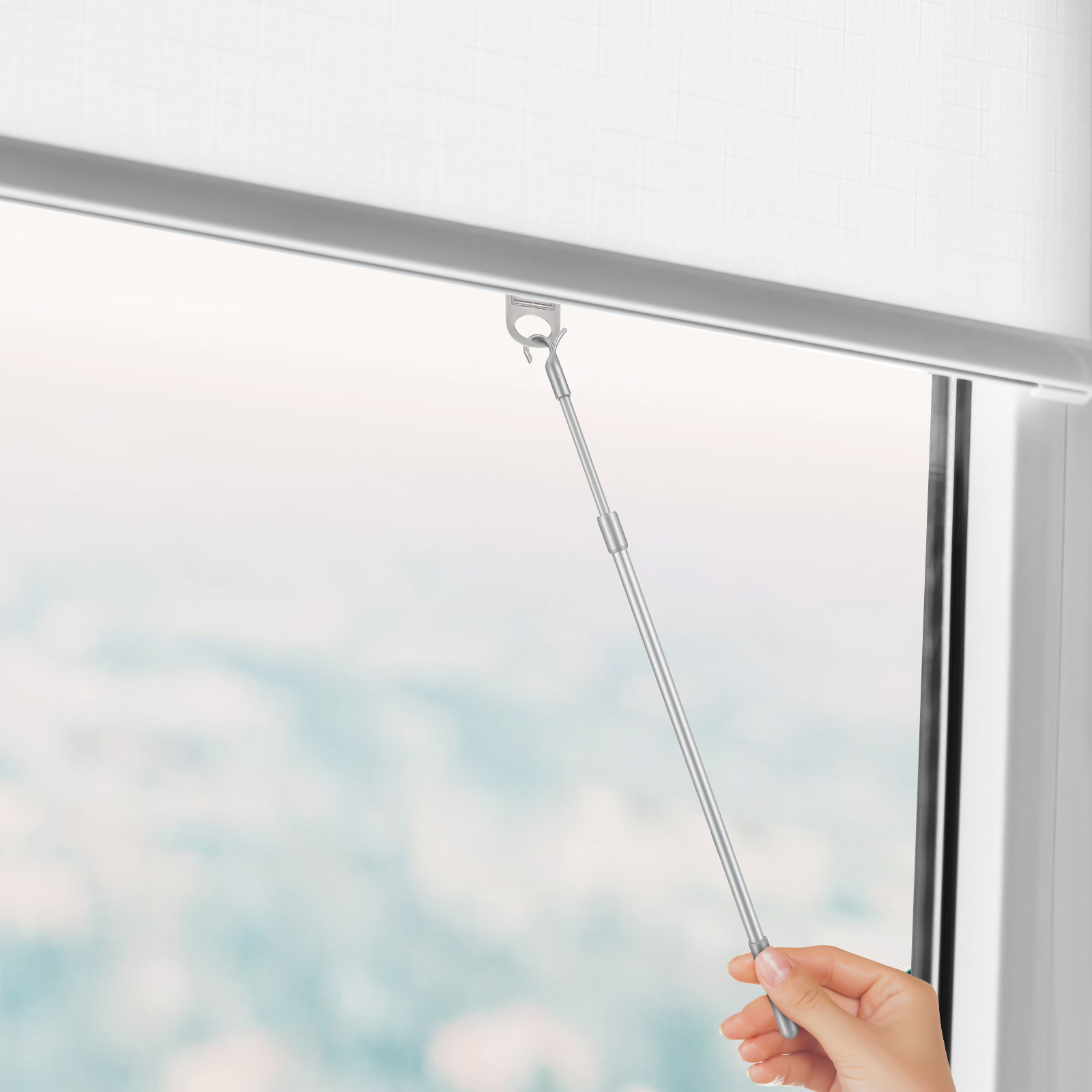 24-Zoll-Teleskop-Jalousie aus Aluminiumlegierung, robuste einziehbare Stange für Vorhänge, Jalousien, Öffner, Zubehör, vertikal