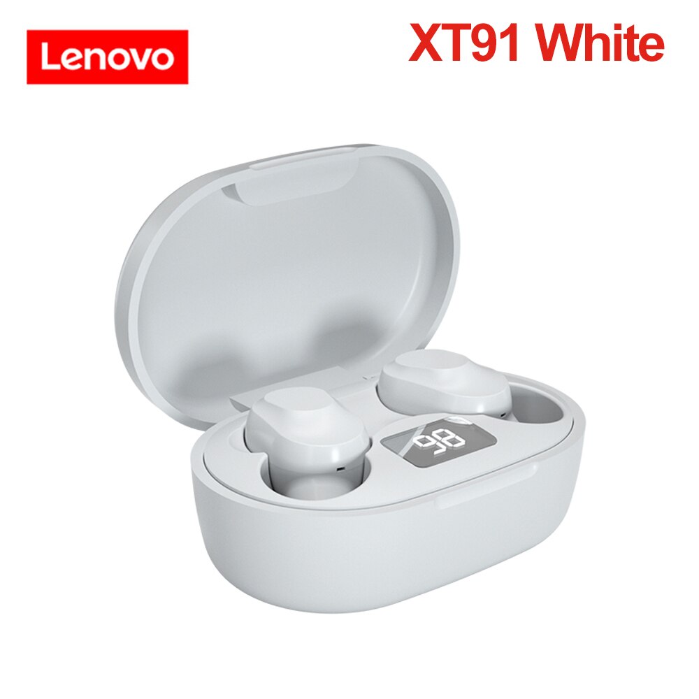 Lenovo-auriculares inalámbricos LP1/LP1S/X9/X18/XT90/XT91/QT83, Bluetooth 5,0, con Control táctil, deportivos, TWS, intrauditivos: XT91 White