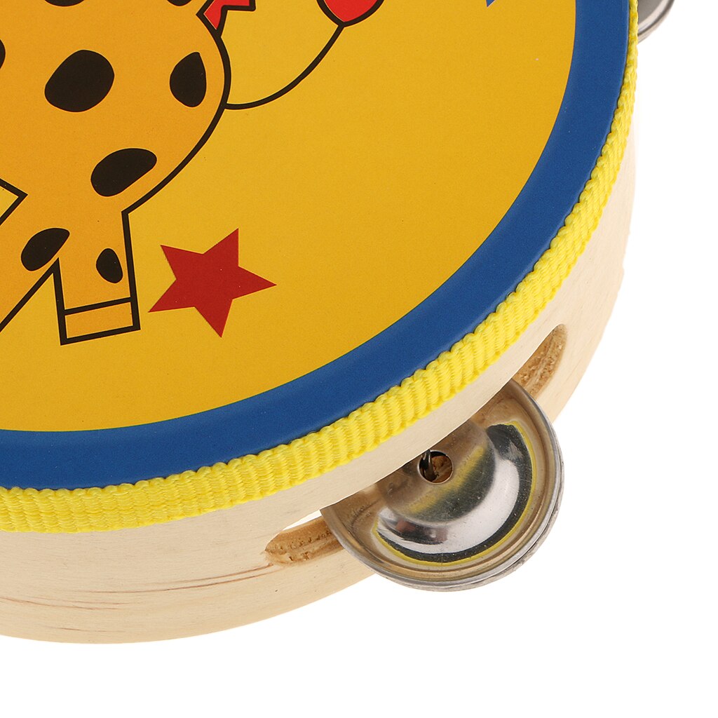6 "sød giraf print tamburin tromme musikinstrument dans fest ktv legetøj