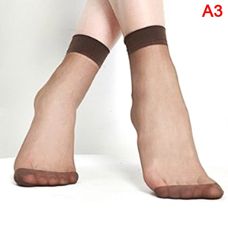 10 par kvindelige korte sokker damestrømper tynde krystal gennemsigtige #39 pige ankelstrømper: A3
