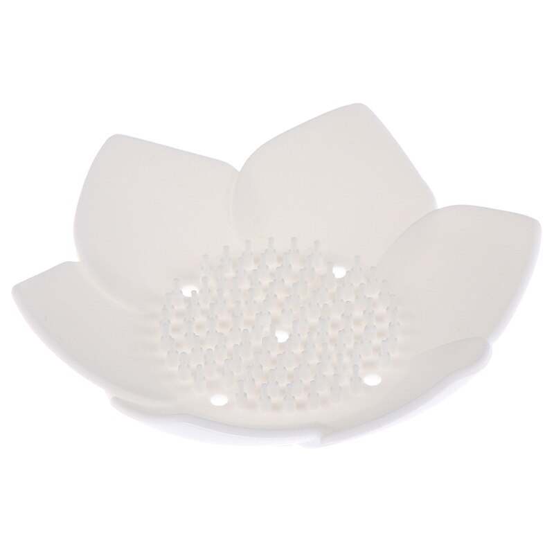 1 plato para escurrir jabón de silicona plato forma de loto Portable jabonera antideslizante bandeja de jabón Acc: Blanco