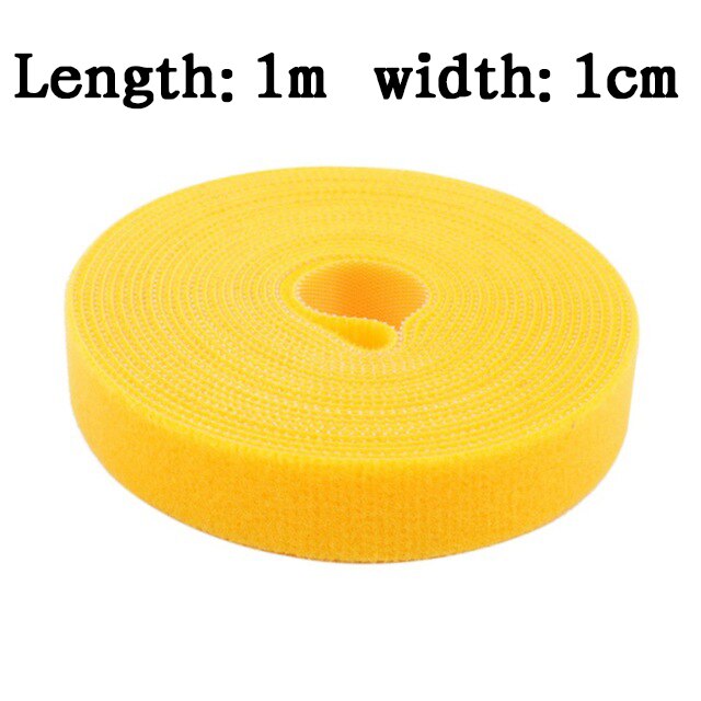 1Pc Plastic Nylon Kabelbinders Manager Winder Kabel Clip Ties Klittenband Lint Draad Strap Seals Office Desktop Management: Yellow 1mX1cm