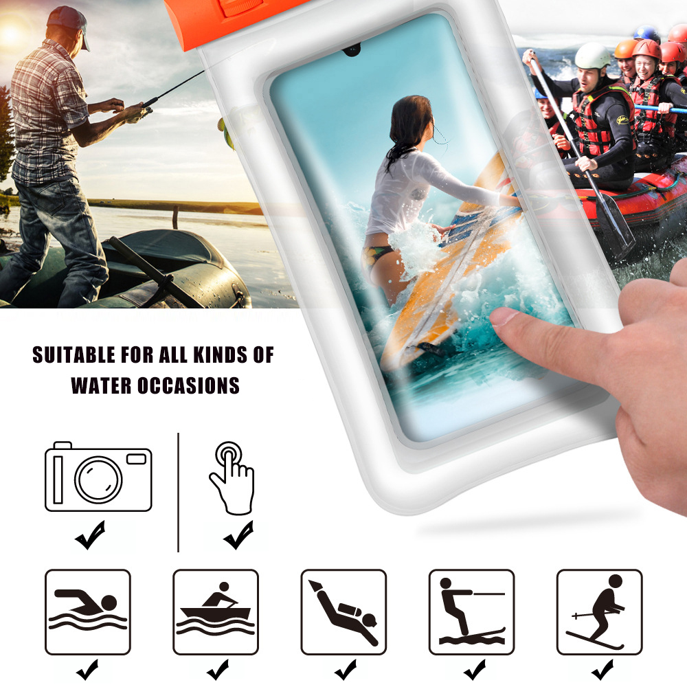 Bolsa de teléfono impermeable de Trekking por río desbloqueo de huellas dactilares bolsa de aire flotante para teléfono bolsa de agua de playa de buceo al aire libre