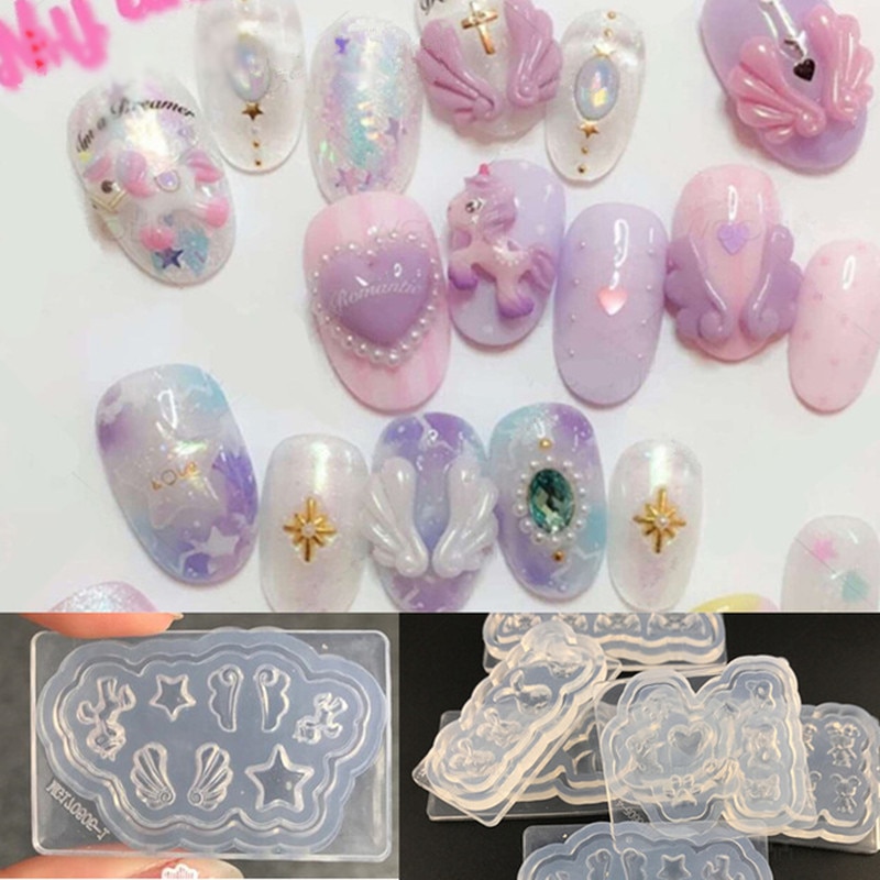 1Pc 3D Acryl Mal Voor Nail Art Decoraties Diy Siliconen Lippen Nail Art Sjablonen Bunny Nagels Art Mallen