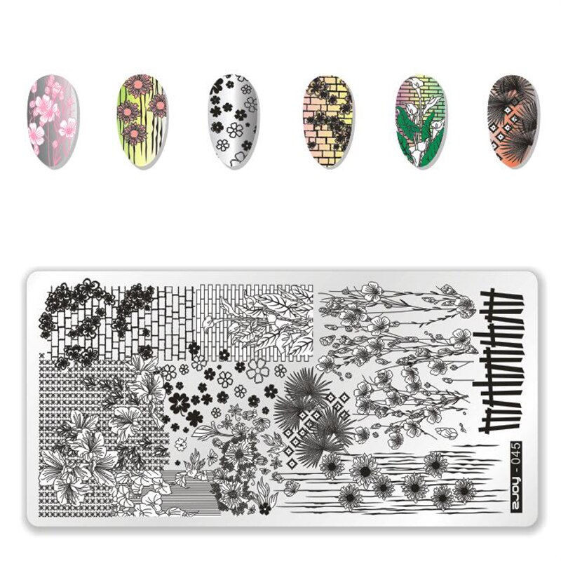 Serie Zjoy placas de estampado para manicura Estilo de China onda grulla salvaje Gazebo dados bambú serie Plantilla de sellos para decoración DIY manicura