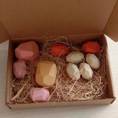 Houten gekleurde stenen jenga bouwspeelgoed voor baby's educatieve scandinavische stijl stapelspel voor fotografie accessoire: Een kleur 10 stuks