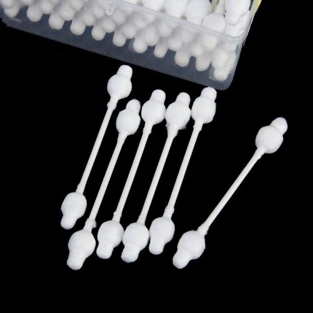 55pcs Double Head Baby Cotton Swab Bamboo Cotton Swab Wood Sticks Disposable Buds Cotton For Beauty Makeup Nose Ears Cleaning