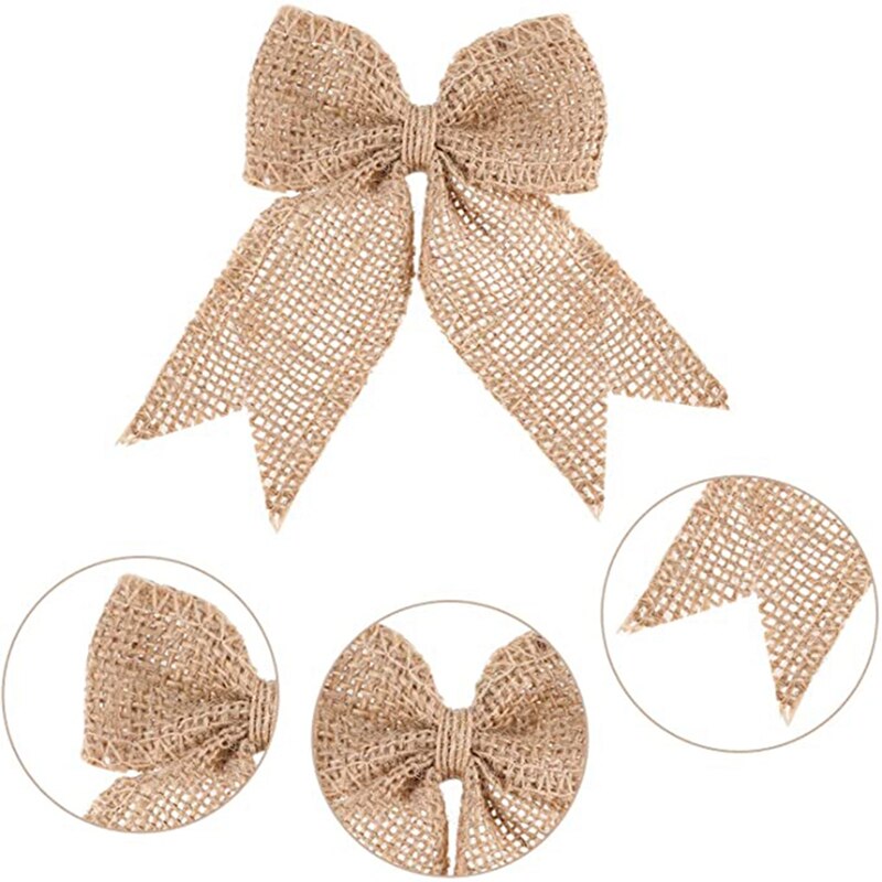 30 stuks jute strikken, jute strik knoop, handgemaakte jute voor kerstversiering, boom, festival, feestbenodigdheden