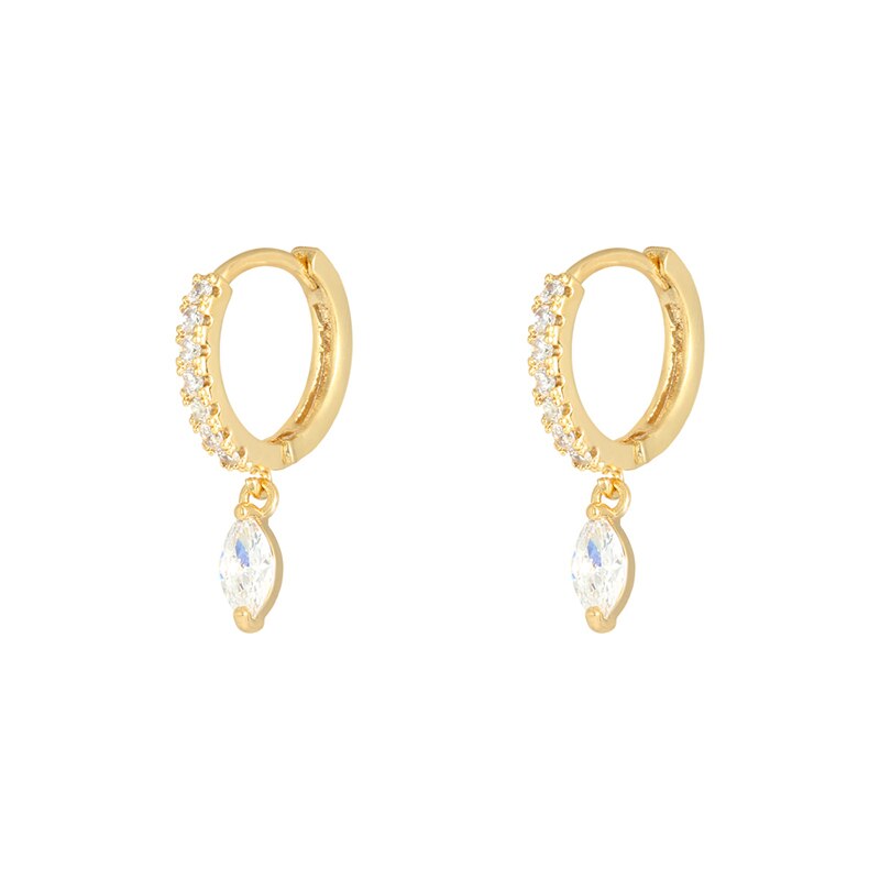 Roxi vanddråbe zirkonkrystaller hoop øreringe til kvinder piger bryllupsfest 925 sterling sølv pendientes ørering: Guld
