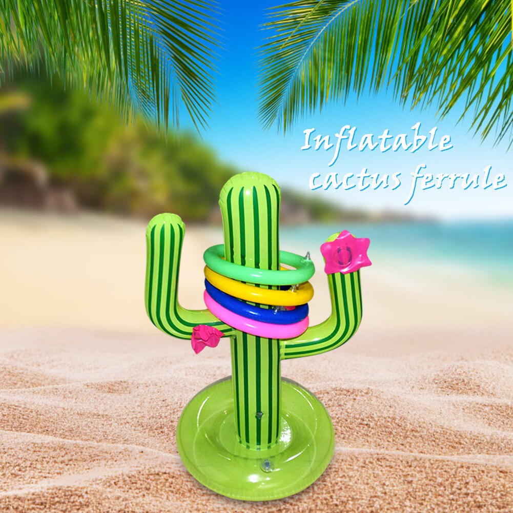 Inflatable Cactus Ring Toss Game Set Target Toss Ferrules Floating Swimming Ring Outdoor Children Intelligence Classic Game