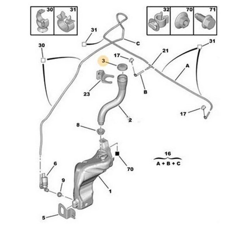 Bouchon de bidon d'essuie-glace pour Peugeot 307 308 408 Citroen c-elysee c-quatre couvercle de bouteille de lave-glace