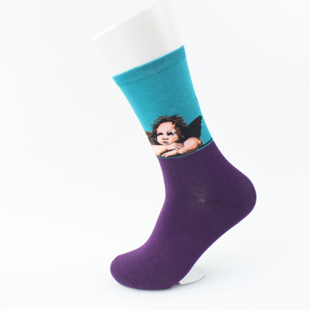 1pair Autumn winter Retro Art Sock Van Gogh Mural World Famous Oil Painting Series Men Women Socks Funny Socks: 03