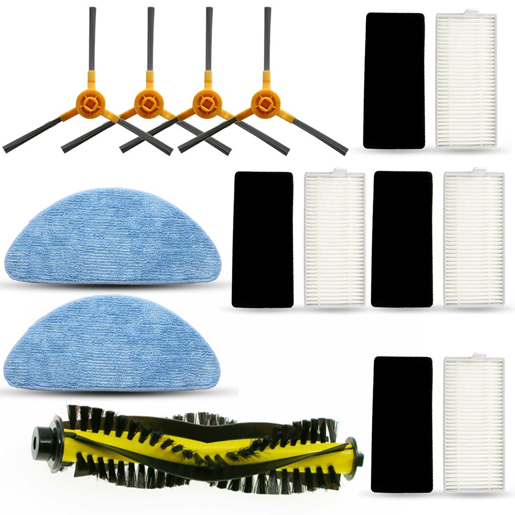 15Pcs/Set Filter Side Brush Mop Cloth Kit For Tesvor X500 Robot Vacuum Cleaner Parts
