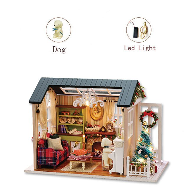 År jul dukkehus gør det selv miniature dukkehus legetøj møbler casadolls huse legetøj til børn fødselsdagsgaverz 007