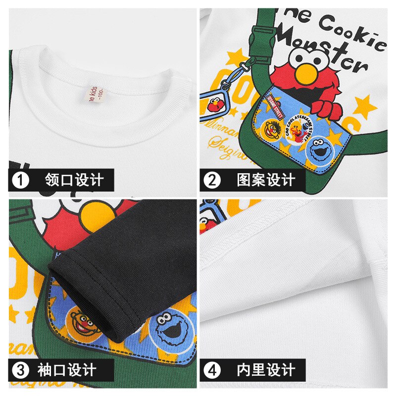 Katoen Lente Herfst Voor 2 4 6 Jaar Kinderen T-shirt Tops Peuter Katoen Patchwork Cartoon Baby Kids Jongens Lange mouwen T-shirts