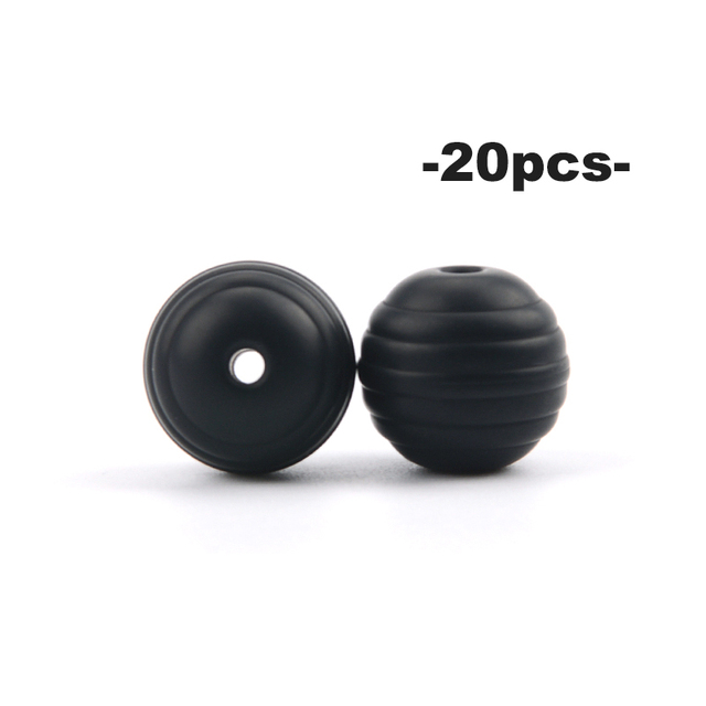 LOFCA – perles de dentition en Silicone pour bébé, 20 pièces, en spirale, rondes de alimentaire, 15mm, DIY, perles filetées sans BPA, anneaux de dentition pour bébé: Chocolat