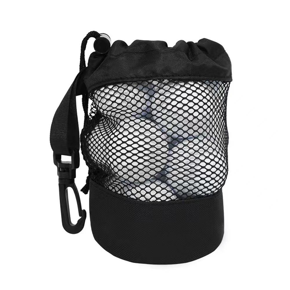 Mesh Golfbal Tassen Houder Opberg, Golf Accessoires Tennis Trekkoord Zakje Nylon Mesh Tas Zwarte Draagtas Golf Opbergtas