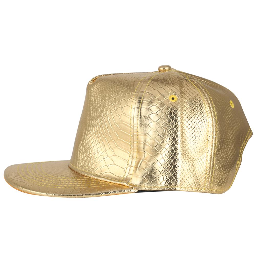 Gorra de béisbol dorada de Pu de cuero Hip Hop gorra ajustada para hombres mujeres gorras de sombrero Snapback Evrfelan hueso masculino